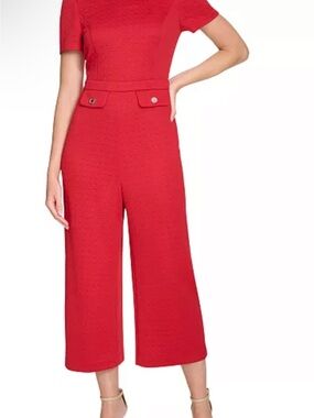 NWT Tommy Hilfiger Red Short-Sleeve Wide-Leg Jumpsuit